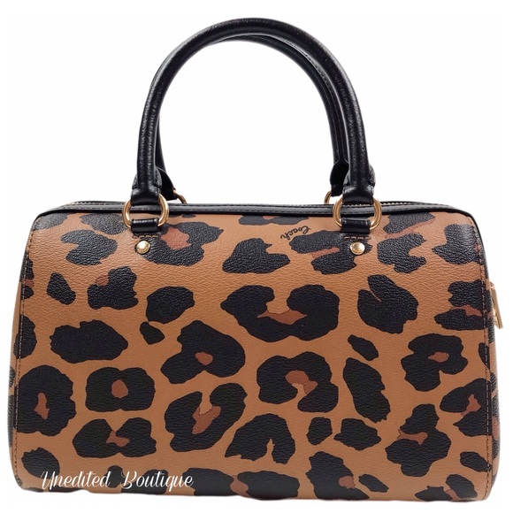 COACH Rowan Satchel Handbag In Leopard Print - Picture 5 of 13